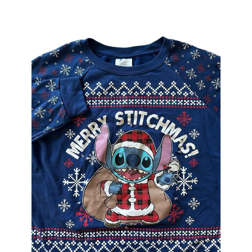 Disney Lilo Stitch Merry Stitchmas Christmas Sweatshirt Juniors Large 11/13‎
